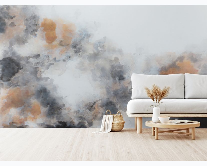 Watercolor Black Brown Smoked Paint Art Wallpaper Mural main product photo