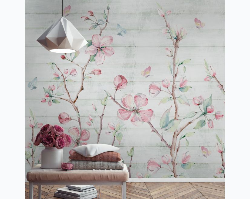 Watercolor Cherry Blossom Wallpaper Mural main product photo