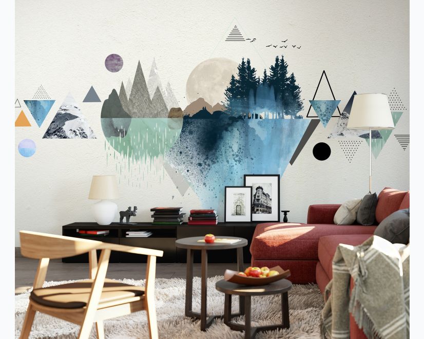 Forest Geometric Pattern Wallpaper Mural main product photo