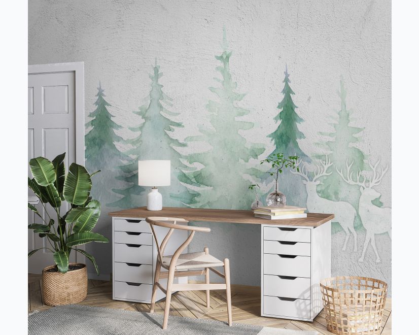 Watercolor Soft Palm Trees Wallpaper Mural main product photo