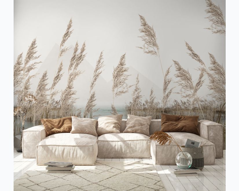 Meadow with Lake Landscape Wallpaper Mural main product photo