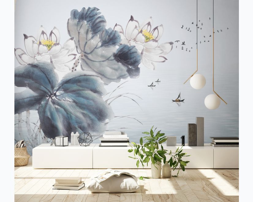 Lotus Floral Art Wallpaper Mural main product photo