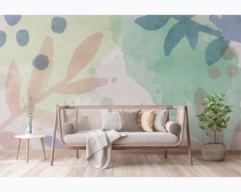 Watercolor Abstract Flowers Wallpaper Mural main product photo