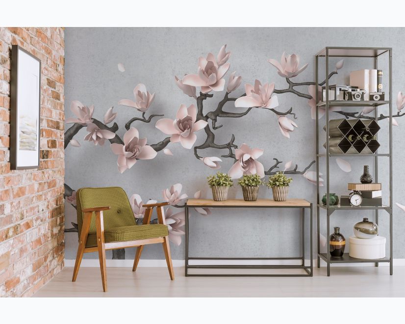 3D Look Pink Magnolia Blossom Wallpaper Mural main product photo