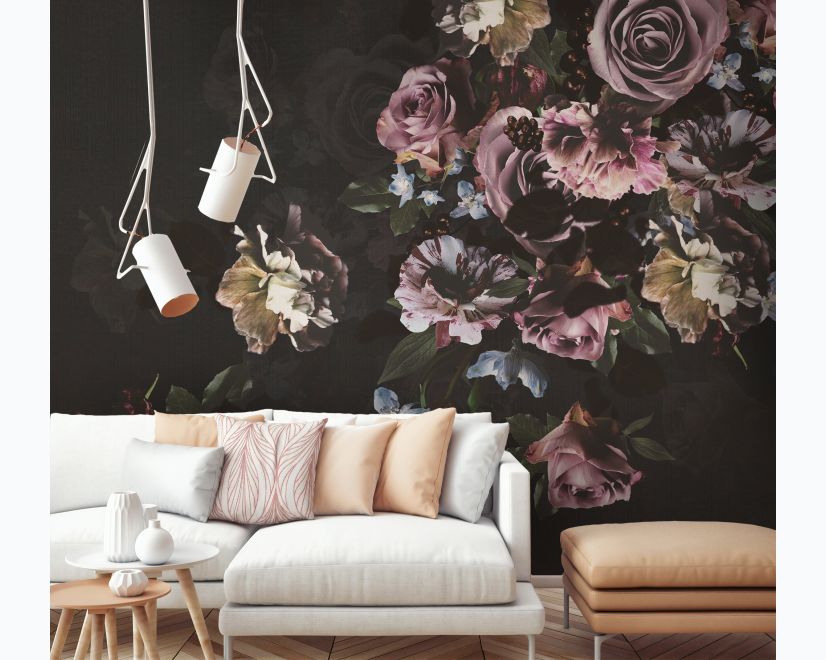 Dark Rose Floral Bouqet Wallpaper Mural main product photo