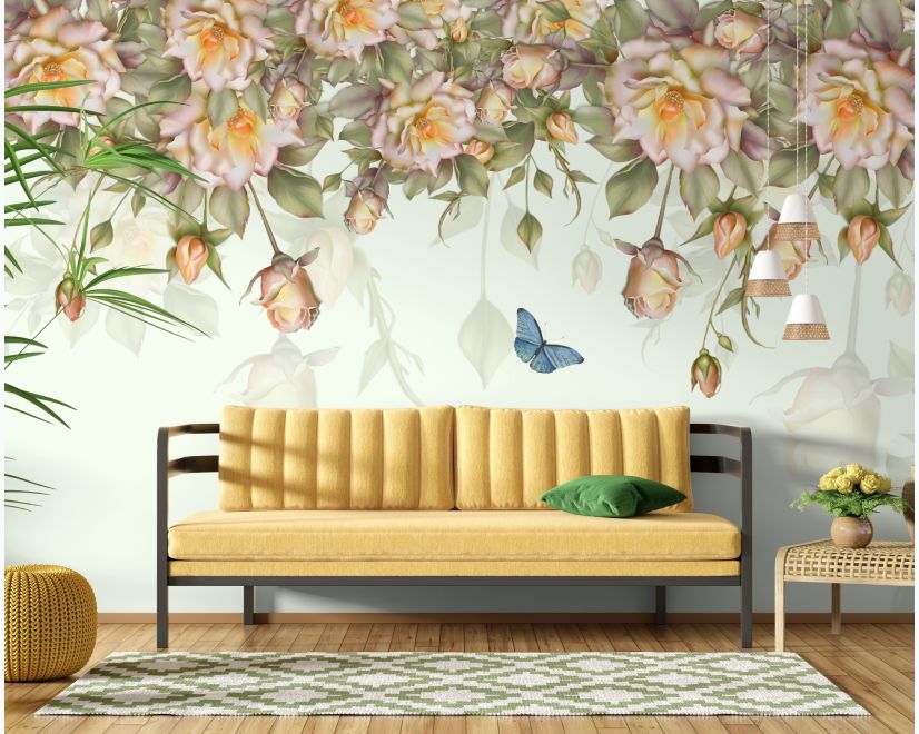 Vintage Orange Roses Wallpaper Mural main product photo