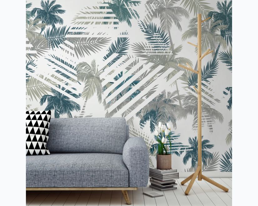 Vintage Tropical Leaf Pattern Wallpaper Mural main product photo