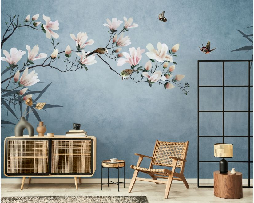 Pink Magnolia Floral Art Wallpaper Mural main product photo