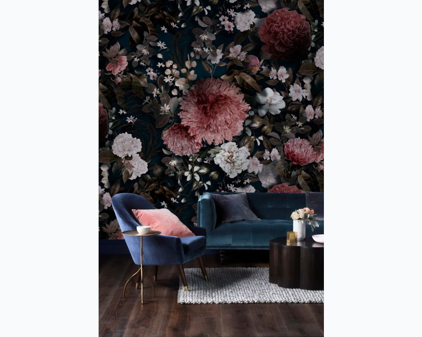 Vintage Dark Florals Wallpaper Mural main product photo