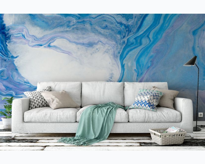 Abstract Turquoise Wave Pattern Wallpaper Mural main product photo