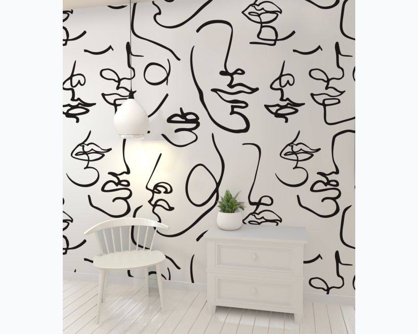 Abstract Charming Artistic Faces Wallpaper Mural main product photo