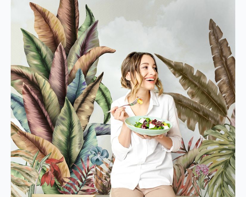 Vintage Tropical Leaf Wallpaper Mural main product photo
