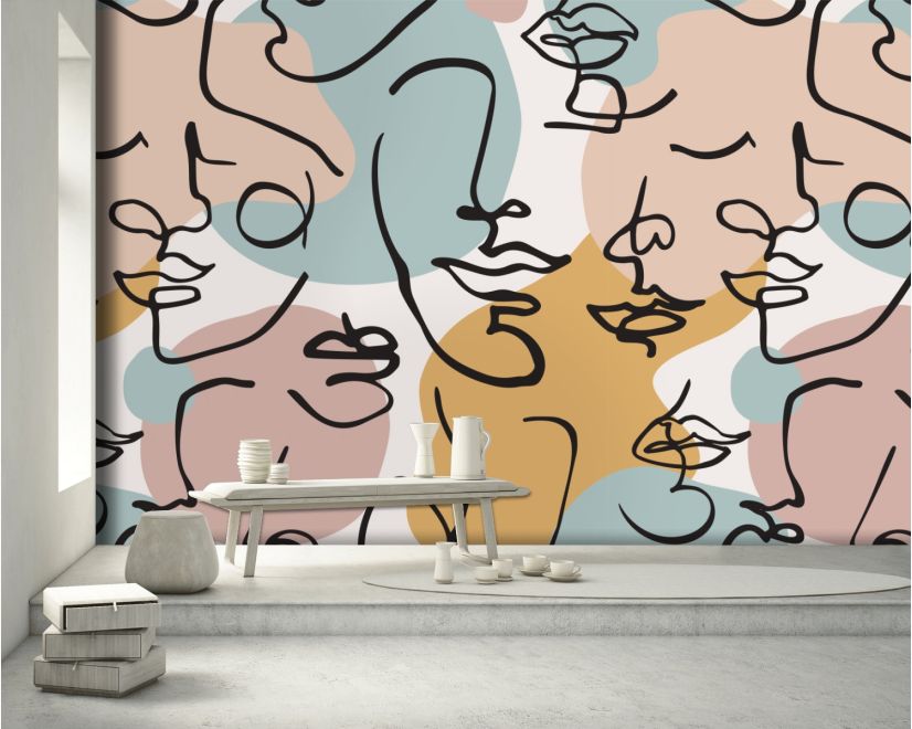 Colorful Abstract Charming Faces Wallpaper Mural main product photo