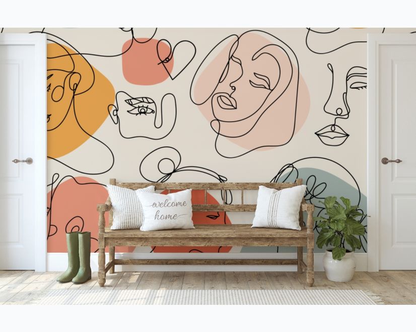 Colorful Abstract Faces Wallpaper Mural main product photo