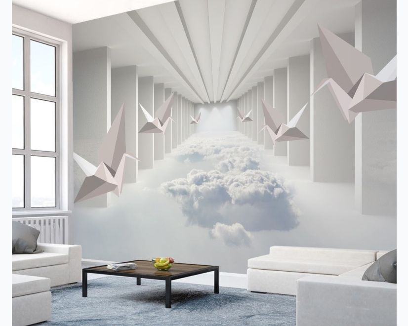 Abstract Corridor with Paper Plane Wallpaper Mural main product photo