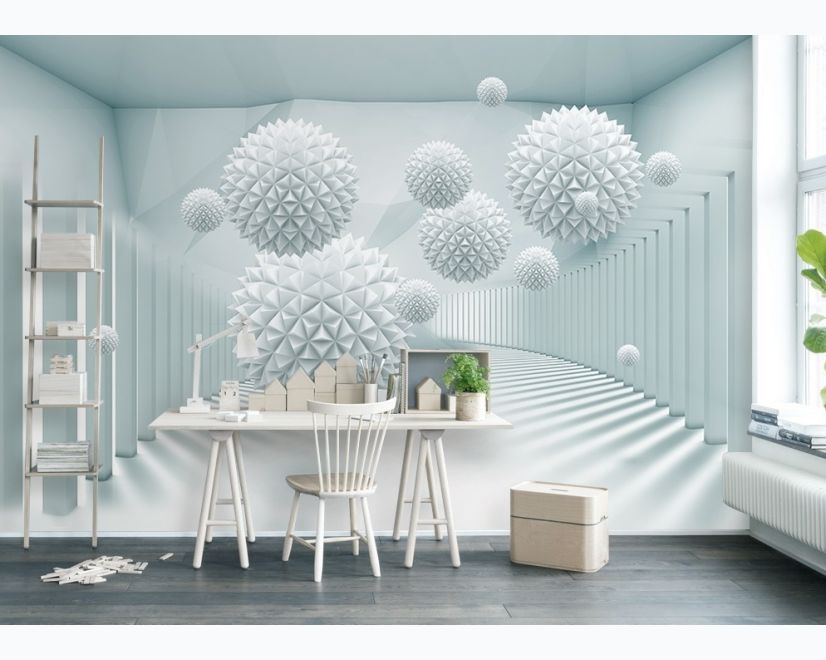 Abstract Corridor with Nordic Balls Wallpaper Mural main product photo