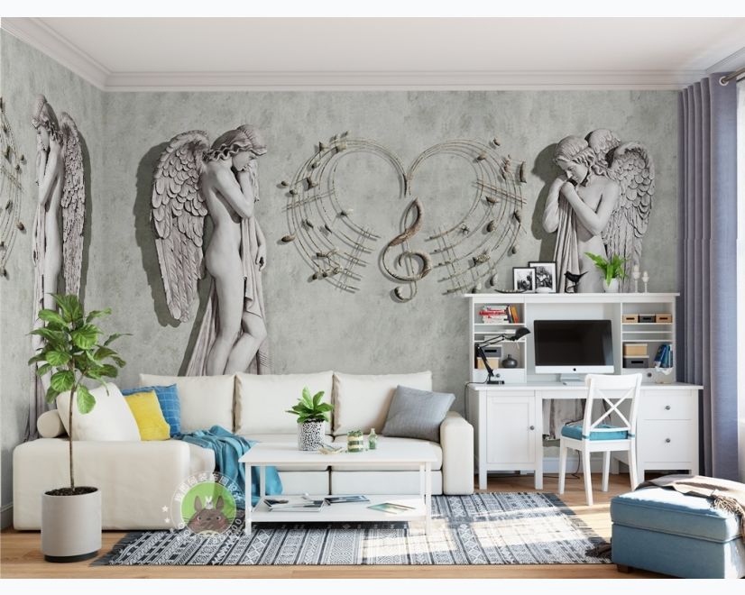 3D Look Angel Sculpture Wallpaper Mural main product photo