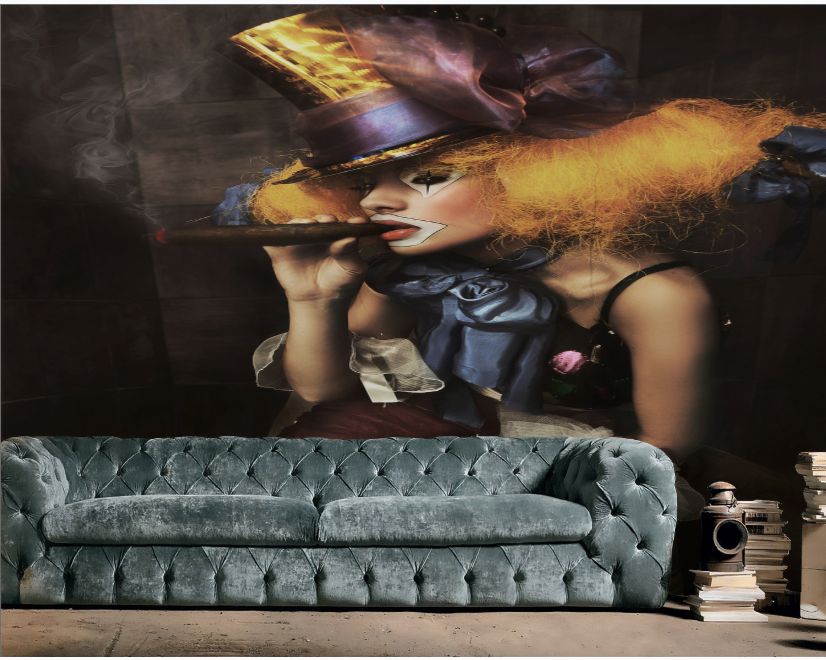 Girl Clown with a Cigar Wallpaper Mural main product photo