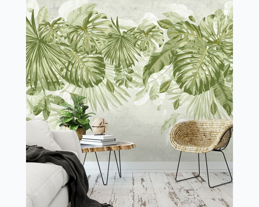 Watercolor Tropical Leaves Wallpaper Mural main product photo