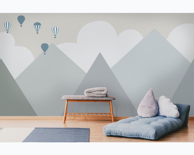 Cartoon Mountainscape Wallpaper Mural main product photo