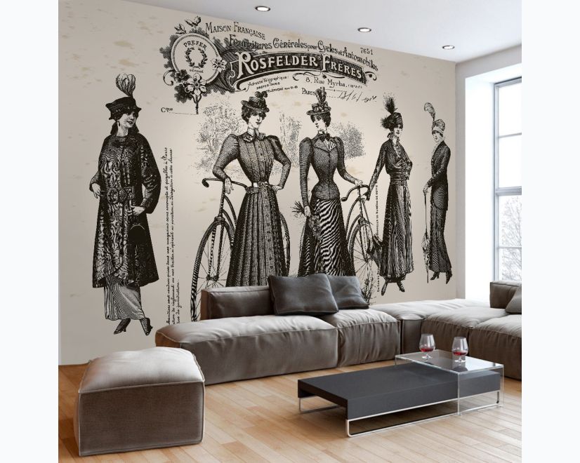 Retro French Clothing Art Wallpaper Mural main product photo