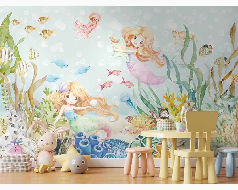Kids The Little Mermaid in the Underwater Wallpaper Mural main product photo