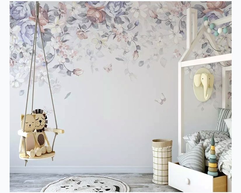 Retro Dark Floral Art Wallpaper Mural main product photo