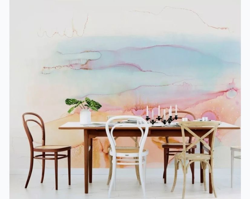 Abstract Orange Blue Brush Wallpaper Mural main product photo