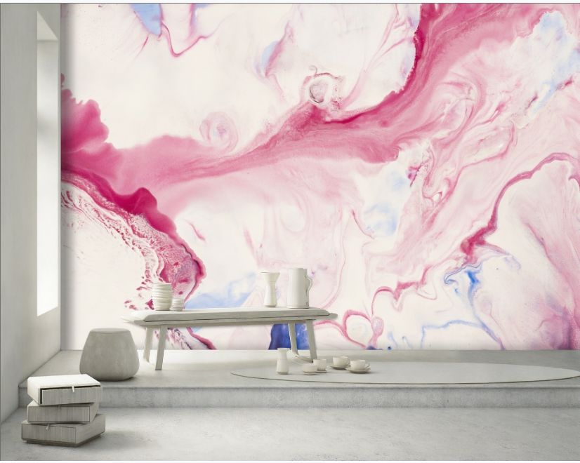 Pink Blue Marble Style Brush Wallpaper Mural main product photo