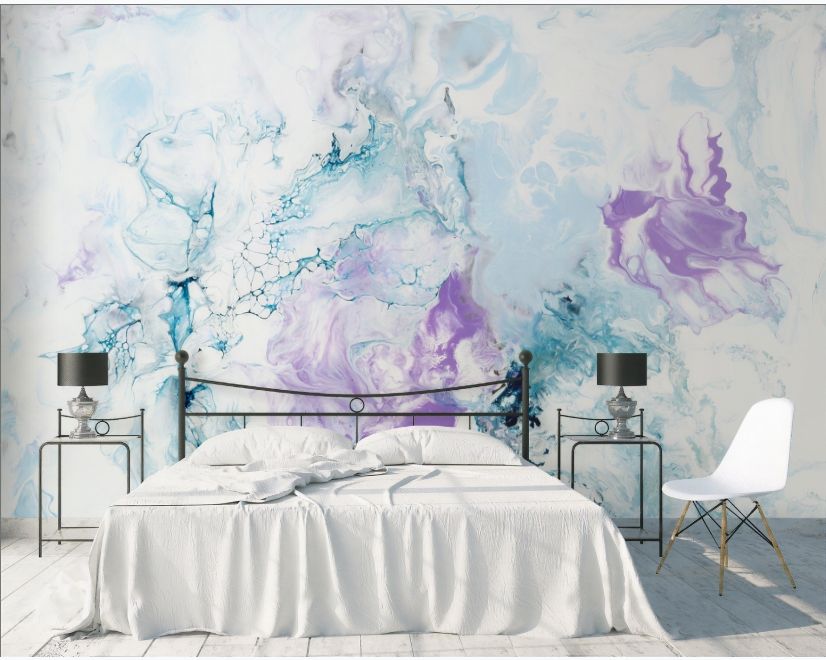 Turquoise Purple Marble Style Brush Wallpaper Mural main product photo