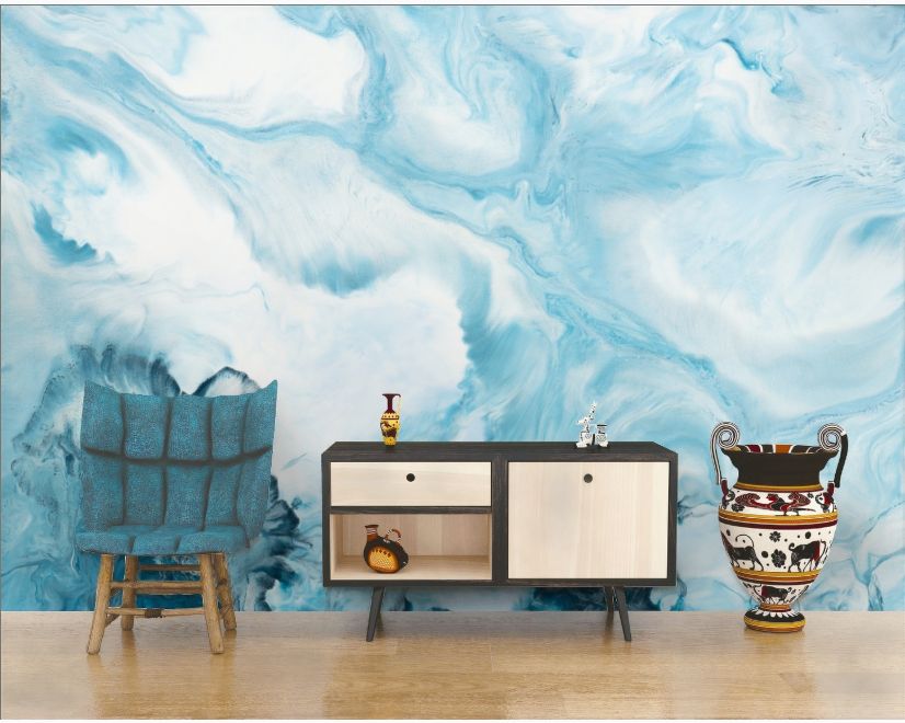 Acrylic Painting Fresh Blue Waves Wallpaper Mural main product photo