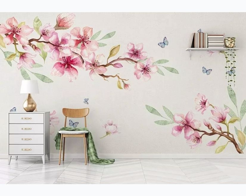 Pink Cherry Blossom Wallpaper Mural main product photo