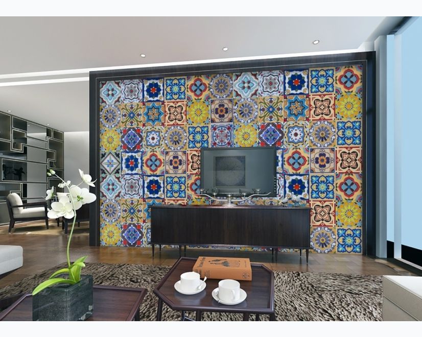 Chinoiserie Mosaic Pattern Wallpaper Mural main product photo