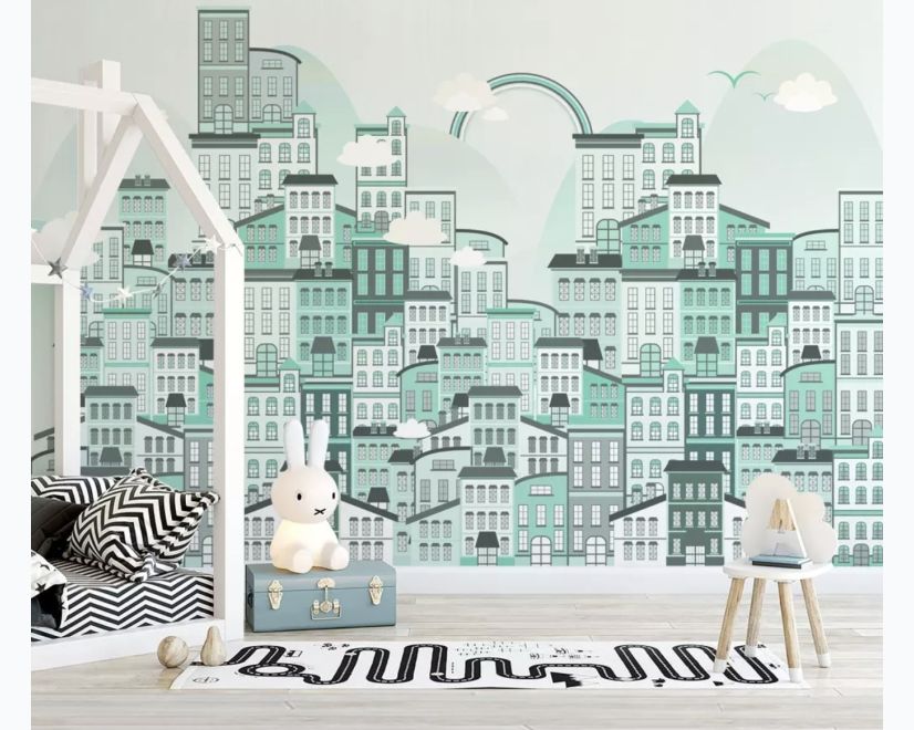 Monochrome City View Wallpaper Mural main product photo
