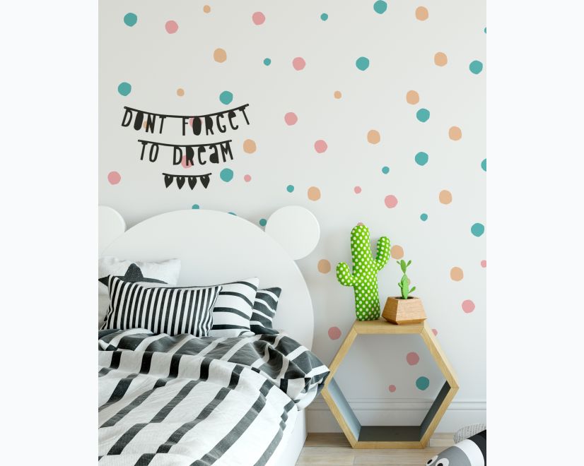 Pink Blue Colorful Doodle Polka Dots Wall Decal Sticker main product photo