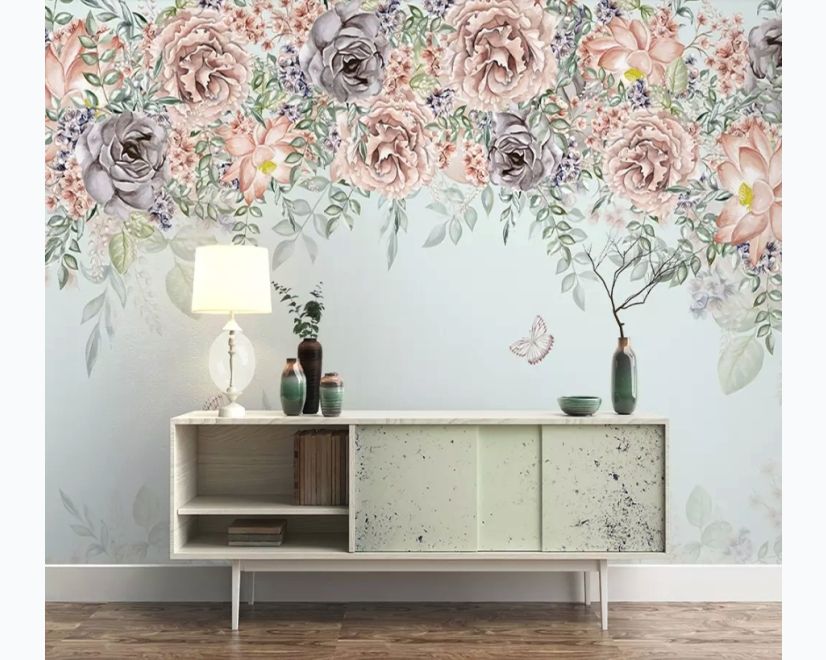 Nostalgic Dark Vine Flowers Wallpaper Mural main product photo