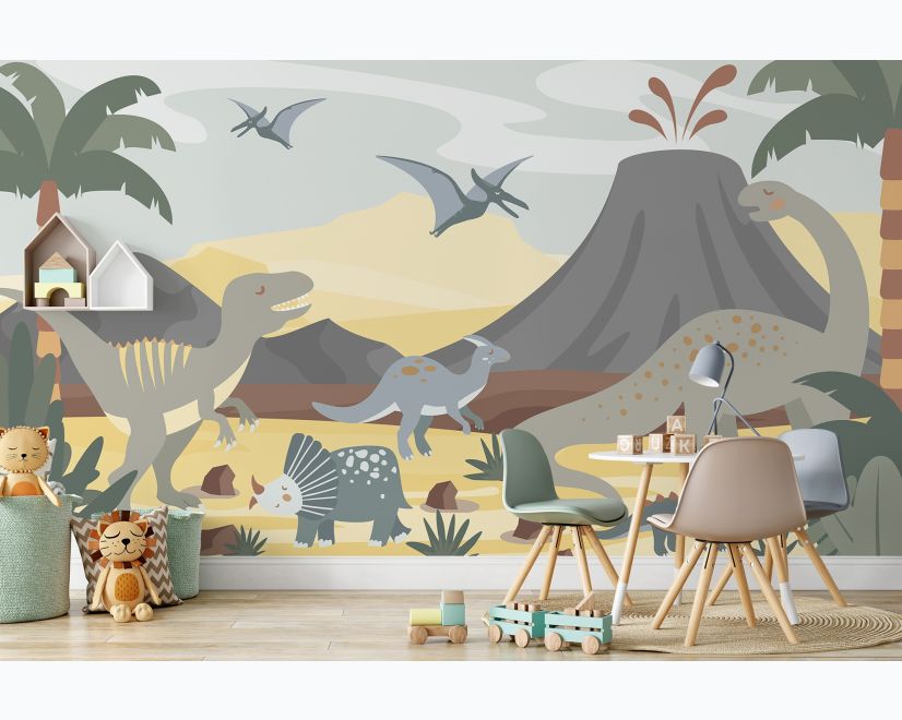 Kids Soft Dinosaurs Wallpaper Mural main product photo
