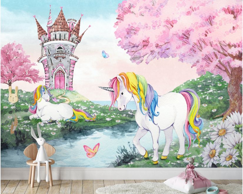 Kids Magical Unicorn Forest Wallpaper Mural main product photo