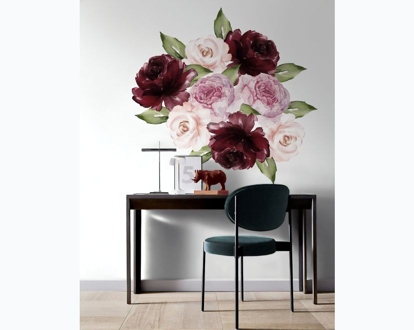 Watercolor Red Pink Peony Floral Wall Decal Sticker main product photo