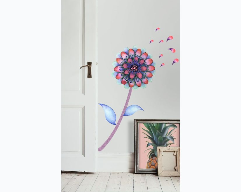 Watercolor Colorful Dahlia Florals Wall Decal Sticker main product photo