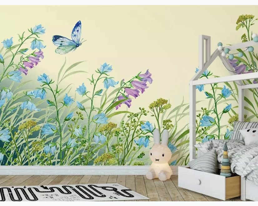 Purple Floral Garden Wallpaper Mural main product photo