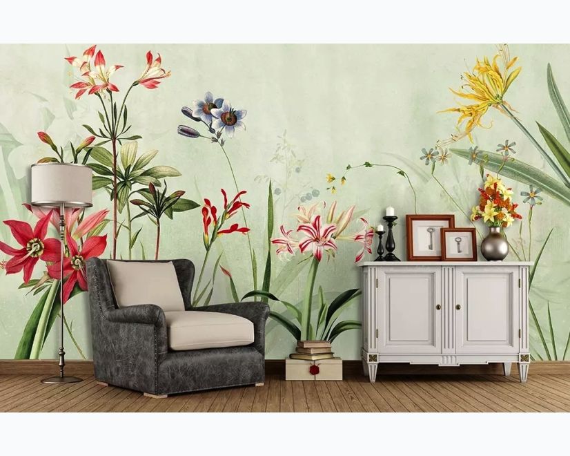 Colorful Plants and Flowers Wallpaper Mural main product photo