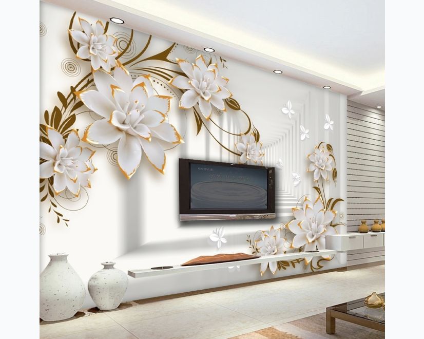 Lily Floral with Abstract Corridor Wallpaper Mural main product photo