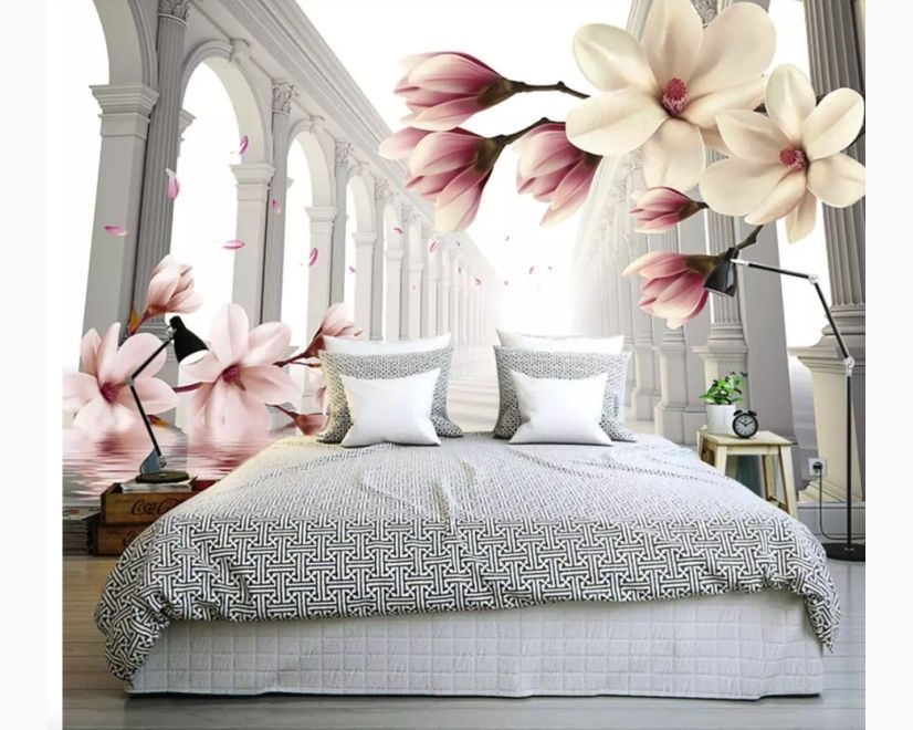 Magnolia Blossom with Column Wallpaper Mural main product photo