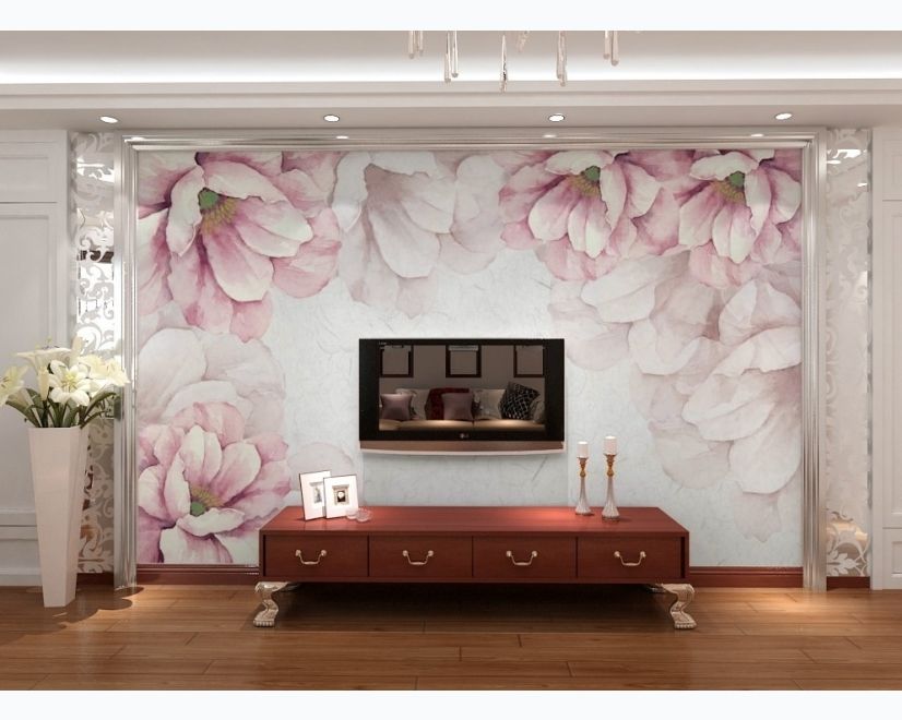Pastel Pink Flower Wallpaper Mural main product photo