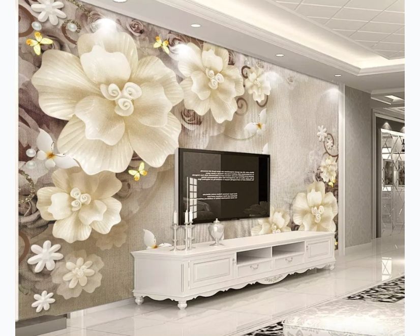 3D Look Nordic Floral Wallpaper Mural main product photo