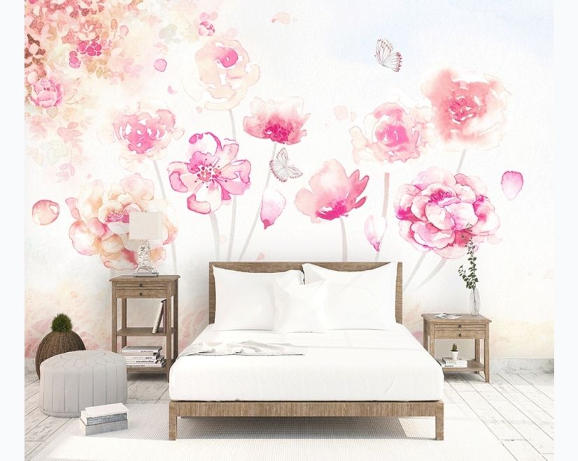 Pink Romantic Floral Wallpaper Mural main product photo