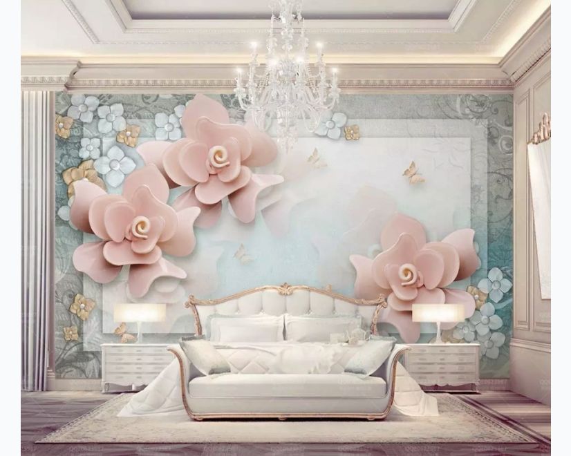 Pink Rose Floral Wallpaper Mural main product photo