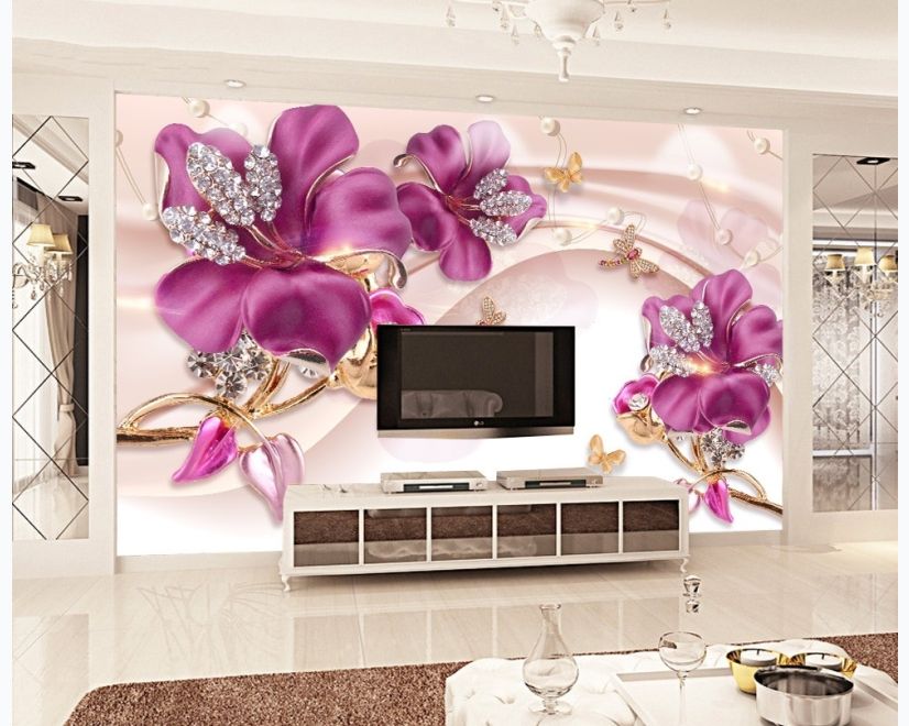 Pink Swarovski Lily Floral Wallpaper Mural main product photo