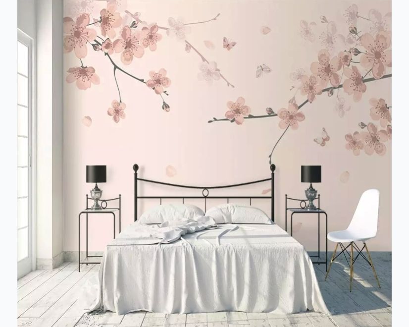 Plum Floral Art Wallpaper Mural main product photo